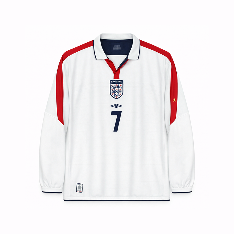 England Home Retro Long Sleeve Jersey 2004