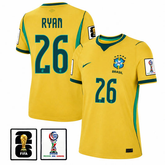 Brazil 2026 I Home Jersey Soccer Women #26 RAYAN - Patch Fifa World Cup 2026
