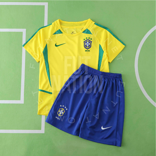 Brazil Retro Home 2002 Soccer - Kit Kids