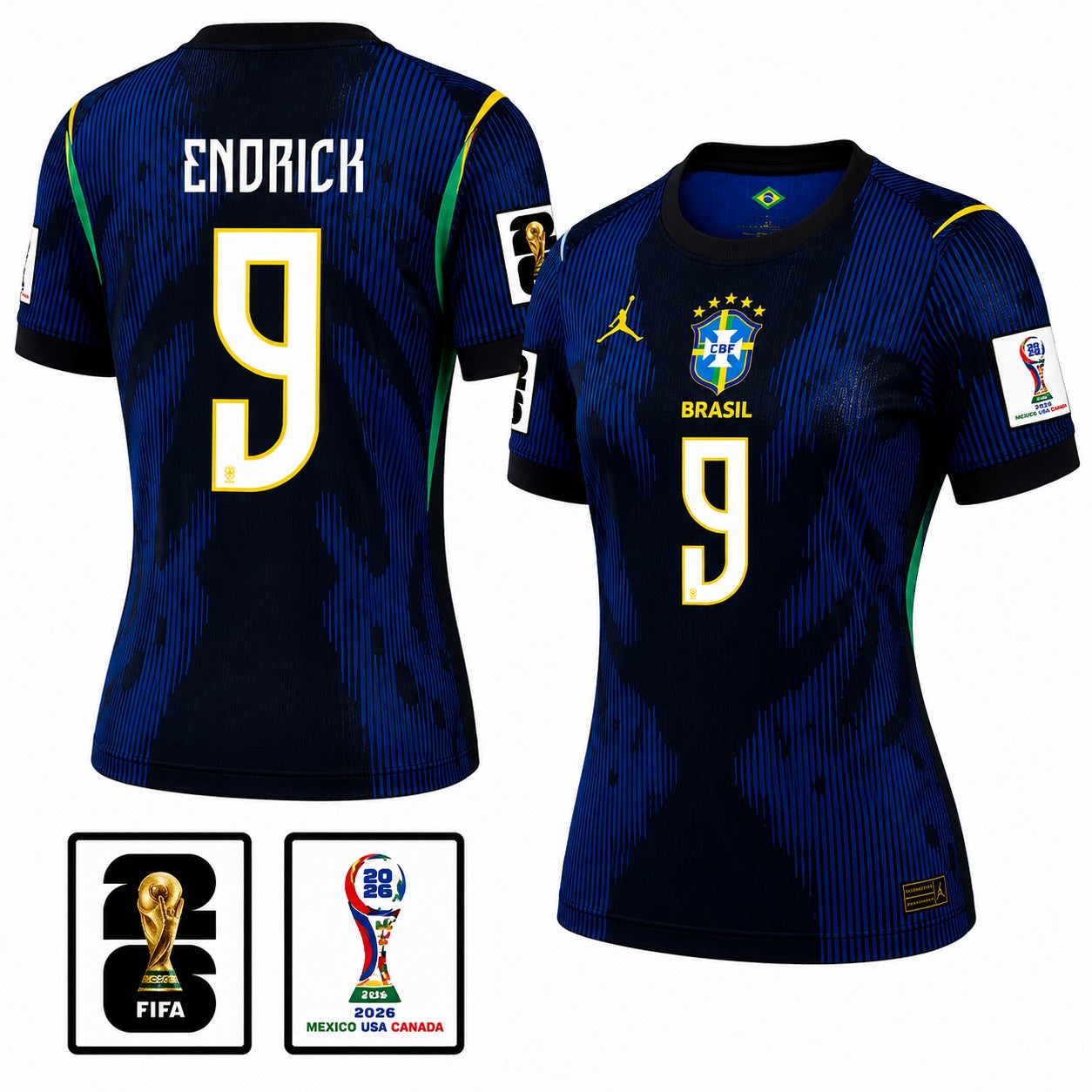 Brazil 2026 II Away Jersey Soccer Women #9 ENDRICK - Patch Fifa World Cup 2026