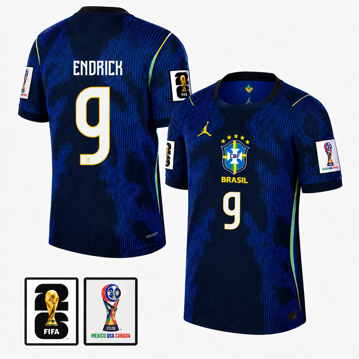 Brazil 2026 II Away Jersey Soccer #9 ENDRICK - Patch Fifa World Cup 2026