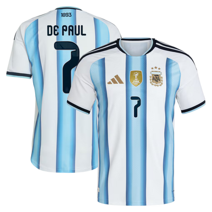 Argentina 2026 I Home Jersey Soccer Player De Paul #7 - World Cup 2026