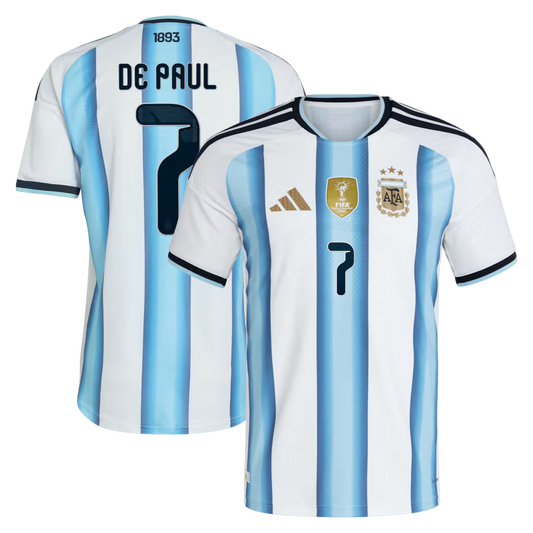 Argentina 2026 I Home Jersey Soccer Player De Paul #7 - World Cup 2026