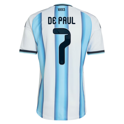 Argentina 2026 I Home Jersey Soccer Player De Paul #7 - World Cup 2026